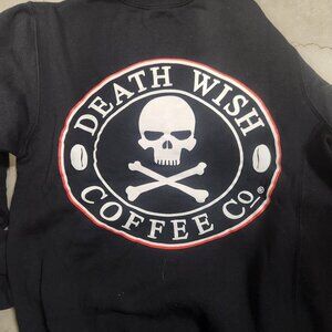 Death Wish Coffee Co Sweatshirt Mens Small Black Crewneck Pullover Skull Logo